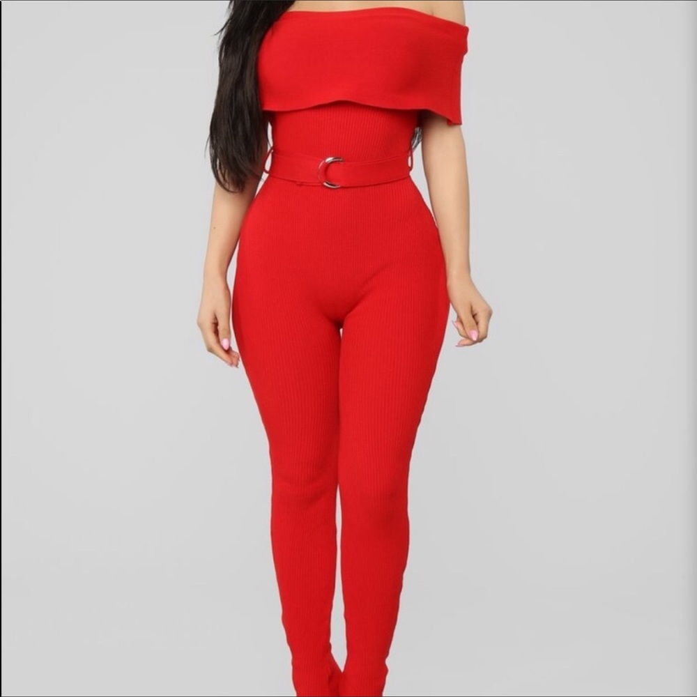 Red bodycon jumpsuit